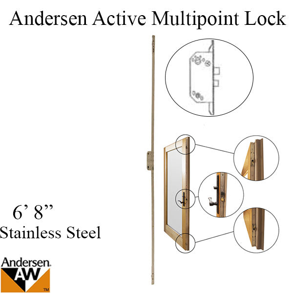Andersen Multipoint Lock, FWH68 Active Door - Stainless Steel