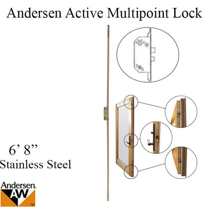 Andersen Multipoint Lock, FWH68 Active Door - Stainless Steel