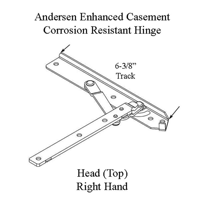 Andersen 22 Inch Enhanced Casement Corrosion Resistant Straight Arm Head Hinge, Right