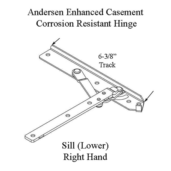 Andersen 22 Inch Enhanced Casement Corrosion Resistant Straight Arm Sill Hinge, Right
