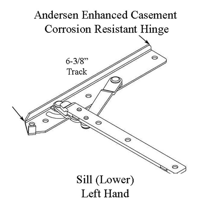 Andersen 22 Inch Enhanced Casement Corrosion Resistant Straight Arm Sill Hinge, Left