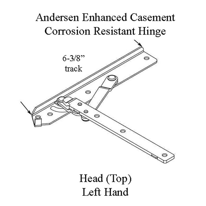 Andersen 22 Inch Enhanced Casement Corrosion Resistant Straight Arm Head Hinge, Left