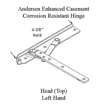 Andersen 22 Inch Enhanced Casement Corrosion Resistant Straight Arm Head Hinge, Left