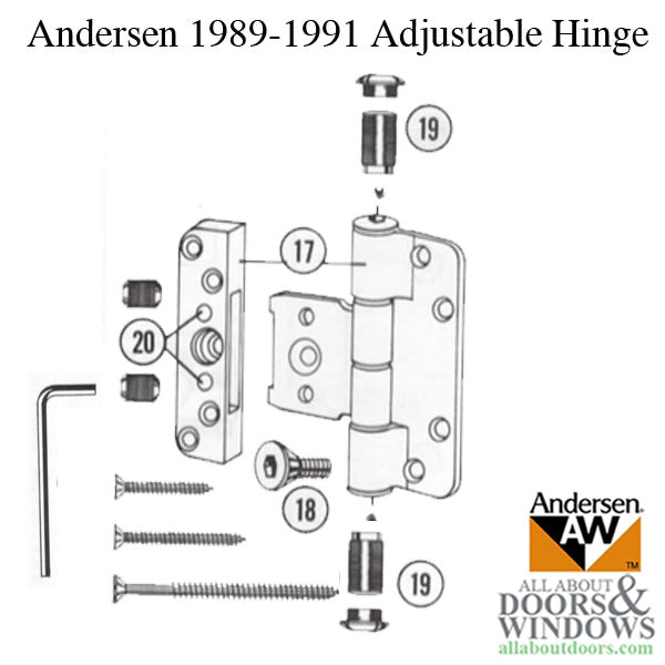 Andersen 1989-1991 Patio Door Hinge - Gold tone SEE NOTES