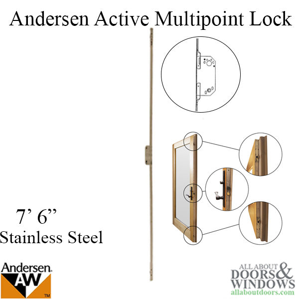 Andersen Multipoint Lock, FWH76 Active Door - Stainless Stee