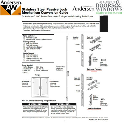 Andersen Multipoint Lock, FWH68 Passive - Stainless