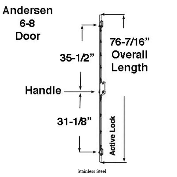 Andersen Multipoint Lock, FWH68 Active Door - Stainless Steel