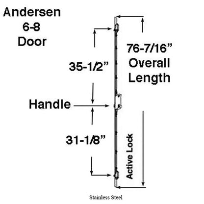Andersen Multipoint Lock, FWH68 Active Door - Stainless Steel