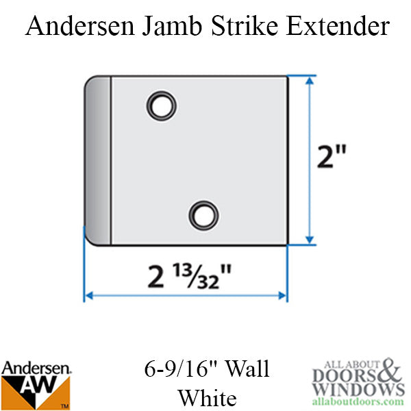 Andersen Jamb Strike Extender, 2-3/8" - White