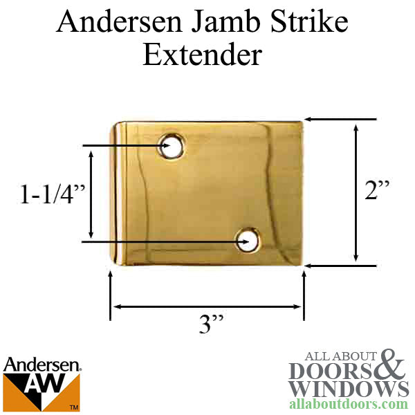 Andersen Jamb Strike Extender, 3" - Bright Brass