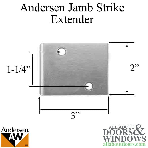 Andersen Jamb Strike Extender, 3" - Brushed Chrome
