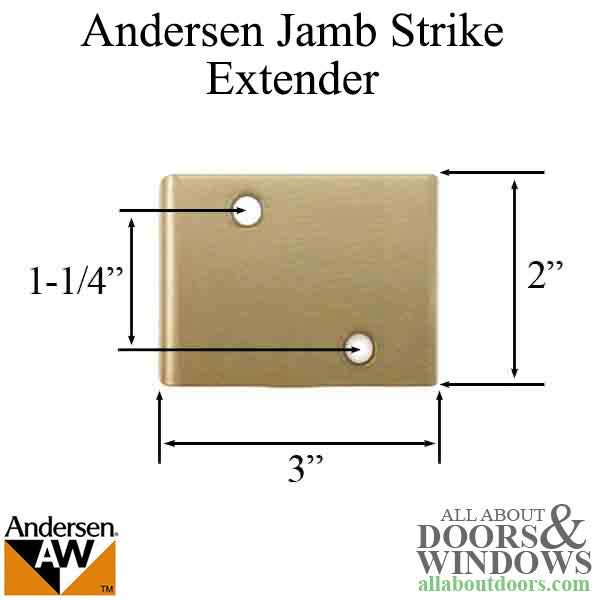 Andersen Jamb Strike Extender, 3" - Gold Dust