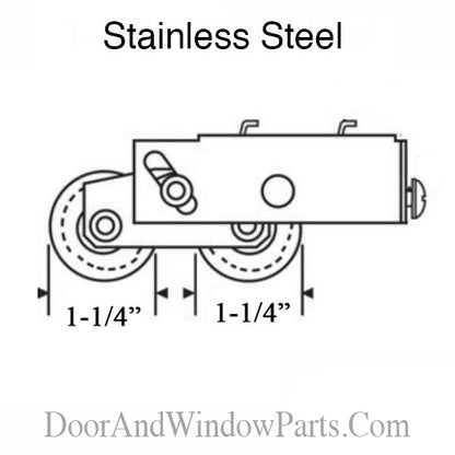 Tandem Patio Door Roller 2 Hooks, 1-1/4" Wheel