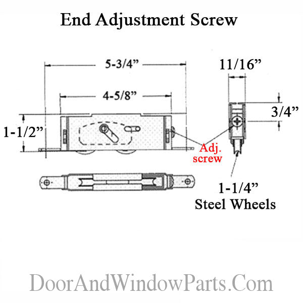 Tandem 1-1/4  steel wheel, Roller Assembly