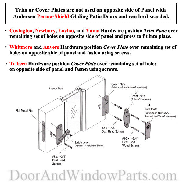 Andersen Newbury 2 Panel Complete Hardware Set for Frenchwood Gliding Door - Brushed/Satin Nickel