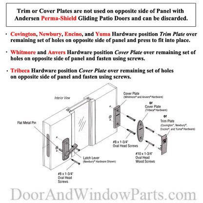 Andersen Newbury 2 Panel Complete Hardware Set for Frenchwood Gliding Door - Brushed/Satin Nickel