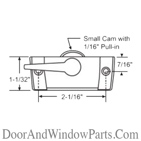 Truth Sash Lock For Casement Windows Trimline Sweep Sash Lock 2-1/16 inch screw holes 1/16 cam 7/16 offset