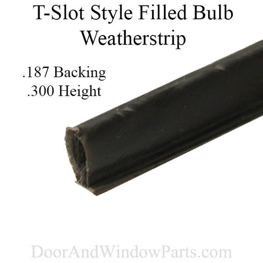 Weatherstrip T-Slot Style .187 Backing x .300 Filled Bulb Pile - Bronze