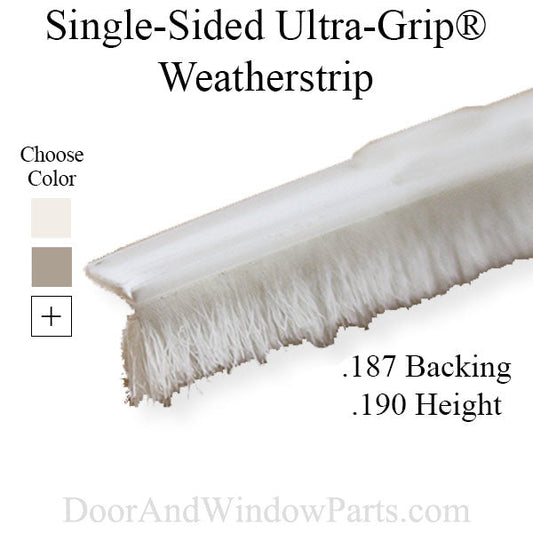 Weatherstrip, Flat Back Pile, .187 T-Backing x .190 Fuzzy Pile, Ultra-Grip